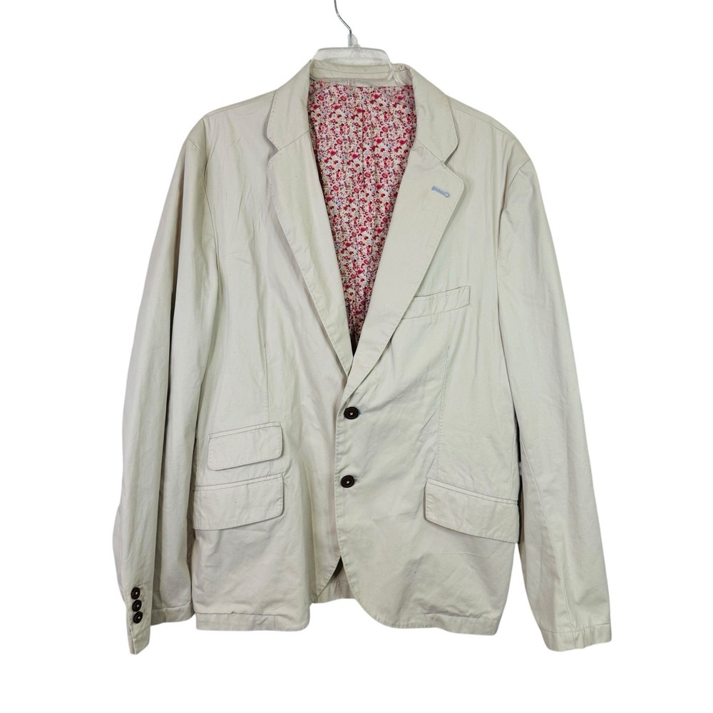 Tom Joules Women Sofia Blazer Beige‎ XL 100% Cotton Floral Lining Boldly British